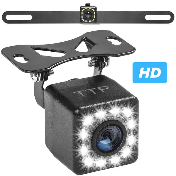 Car Backup Camera, Rear View Camera HD 12 LEDs Night Vision Reverse Camera 170° Viewing Angle, License Plate Back up Car Camera/Bracket Mount Reversing Camera (TTP-C19B)