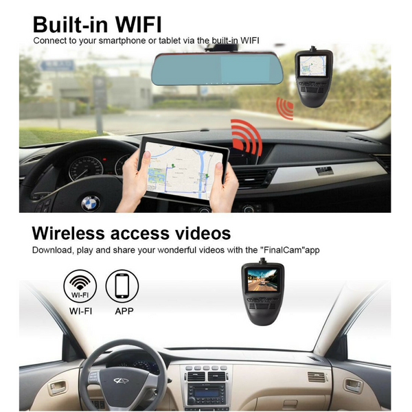 TOPTIERPRO Driving Dash Cam Pro Camera, Car Front Dash Recorder Camera 4 Lanes, Driving DVR Cam with WiFi,Sony Cmos Video Sensor,Loop Recording,G-sensor,Invisible Design