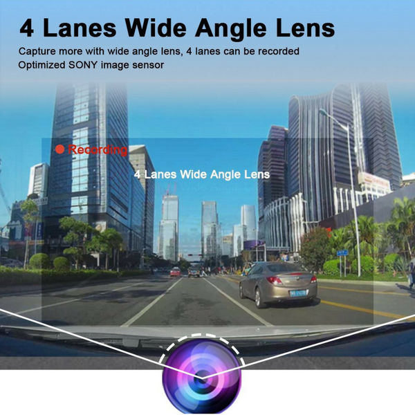TOPTIERPRO Driving Dash Cam Pro Camera, Car Front Dash Recorder Camera 4 Lanes, Driving DVR Cam with WiFi,Sony Cmos Video Sensor,Loop Recording,G-sensor,Invisible Design