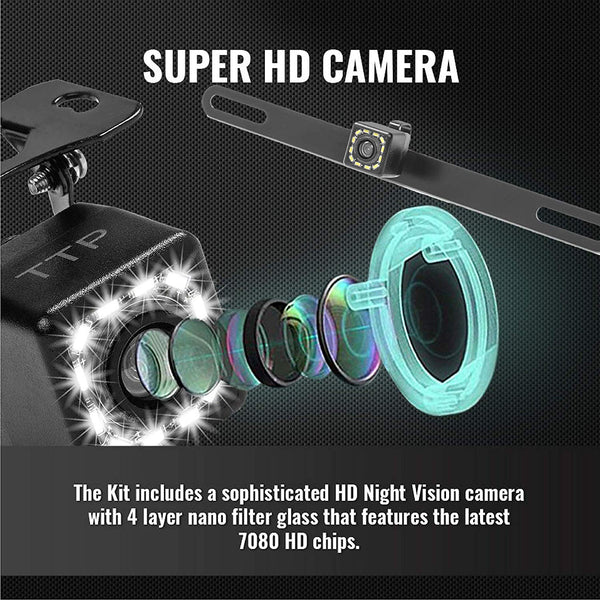 Car Backup Camera, Rear View Camera HD 12 LEDs Night Vision Reverse Ca ...